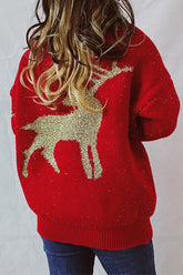 Gestrickter Pullover mit Rundhalsausschnitt und langen Ärmeln und Weihnachtsmuster